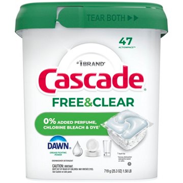 Cascade Free & Clear Dishwasher Pods - Unscented