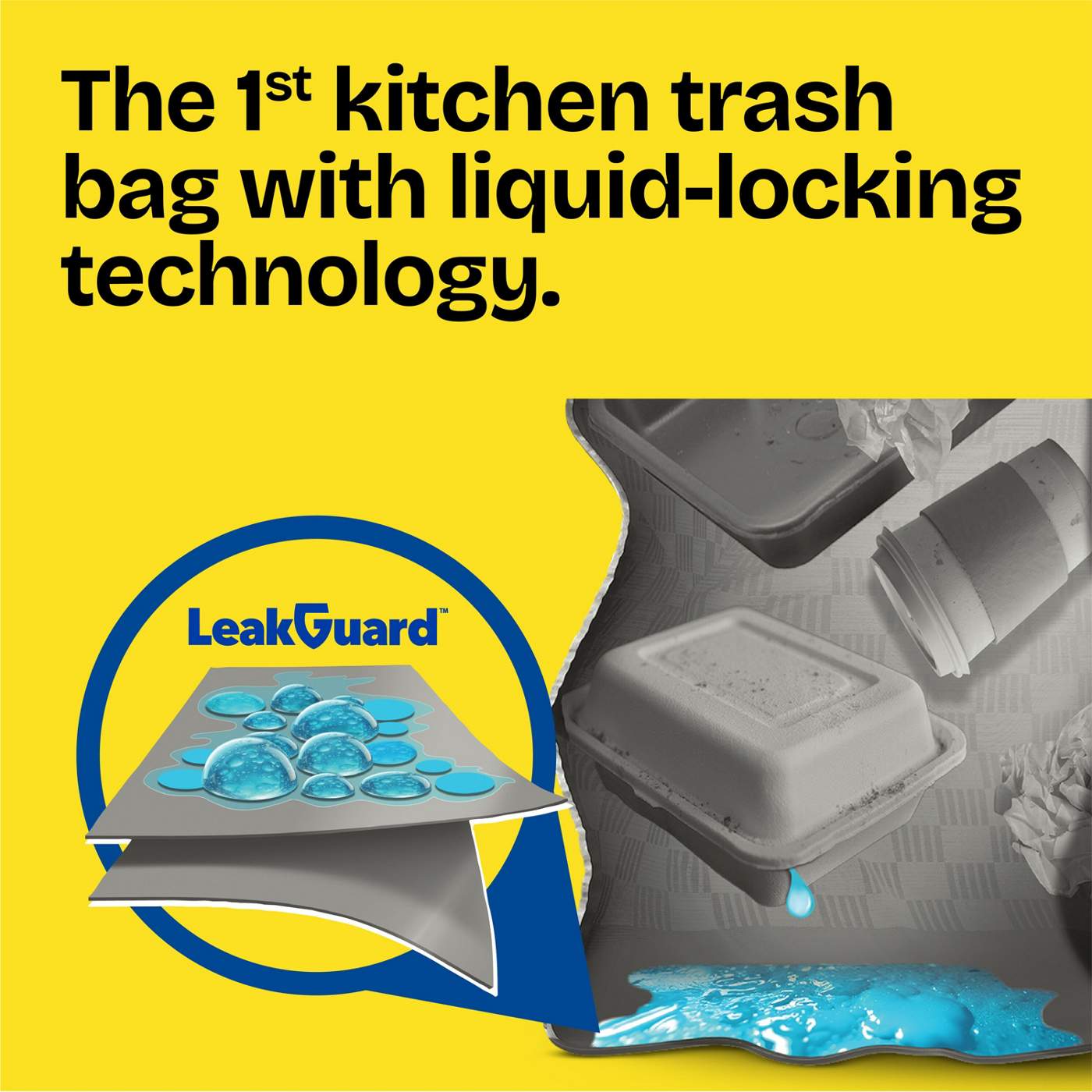 Glad ForceFlex Leak Guard Drawstring Trash Bag, 13 Gallon - Sunshine Lemon; image 2 of 3