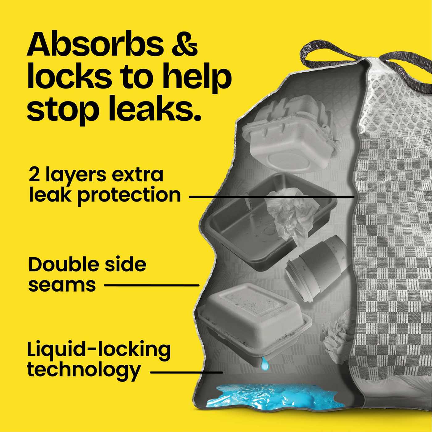 Glad ForceFlex Leak Guard Drawstring Trash Bag, 13 Gallon - Sunshine Lemon; image 3 of 3