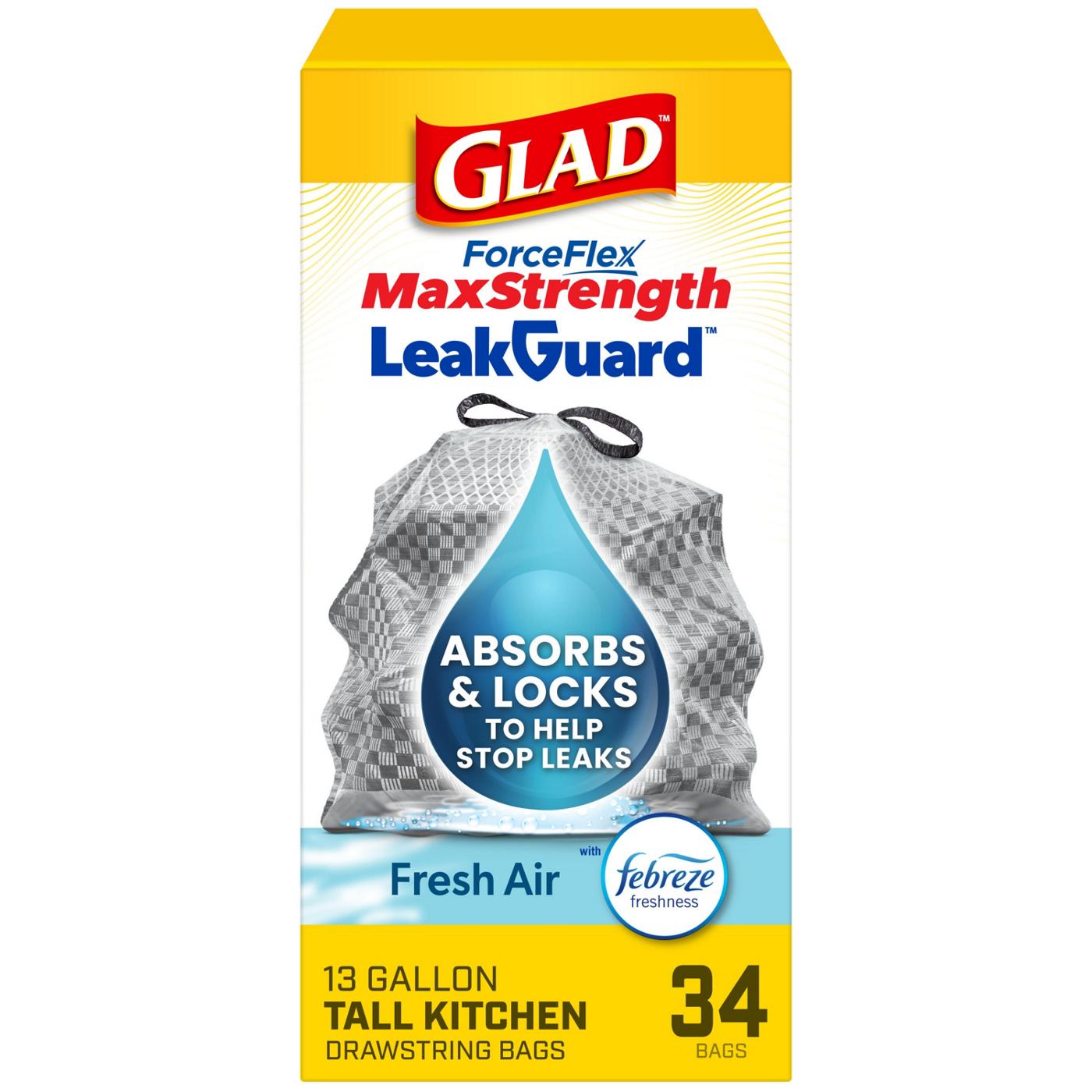 Glad ForceFlex Leak Guard Drawstring Trash Bag, 13 Gallon - Fresh Air; image 1 of 3