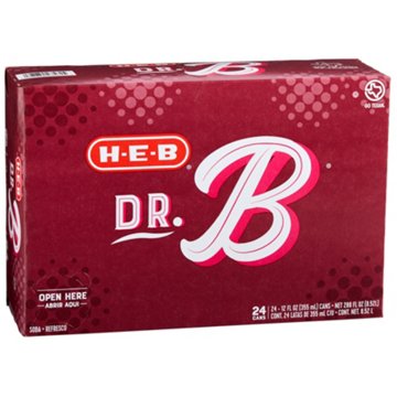 H-E-B Dr. B Soda 24 pk Cans, 12 oz