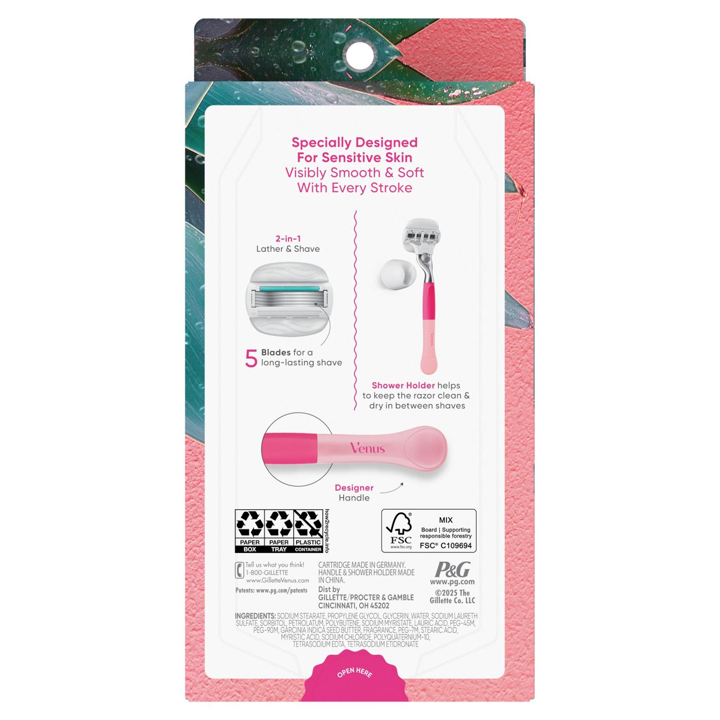 Gillette Venus SensitiveGlide 5 Blade Razor - Aloe Bloom; image 2 of 3