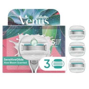 Venus SensitiveGlide Women's Refill Razor Cartridges for Sensitive Skin, Aloe Bloom Scent