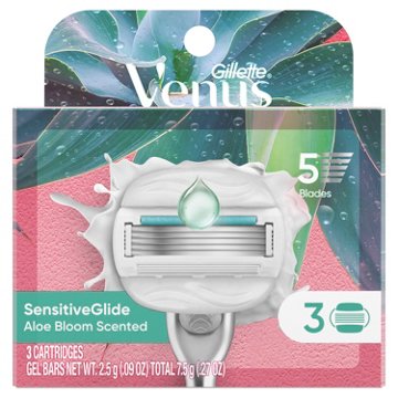 Venus SensitiveGlide Women's Refill Razor Cartridges for Sensitive Skin, Aloe Bloom Scent