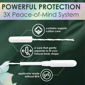 L. Tampons, Made with Organic Cotton, Super/Super Plus Absorbency, Multipack, Made Without Synthetic Pesticides, Rayon or Fragrances, 36 CT, 36 ct