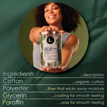 L. Tampons, Made with Organic Cotton, Super/Super Plus Absorbency Multipack, 36 ct