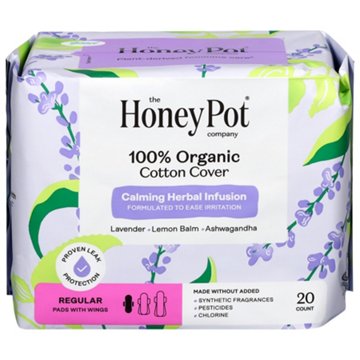 The Honey Pot Calming Herbal Infusion Pads with Wings - Regular