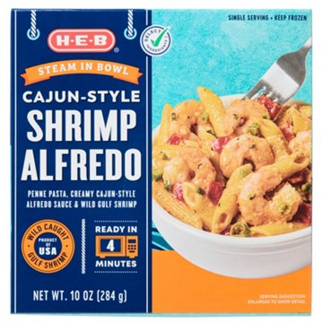 H-E-B Frozen Steam in Bowl - Cajun-Style Shrimp Alfredo, 10 oz