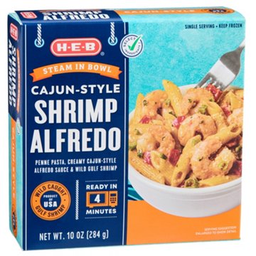 H-E-B Frozen Steam in Bowl - Cajun-Style Shrimp Alfredo, 10 oz