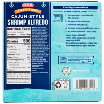 H-E-B Frozen Steam in Bowl - Cajun-Style Shrimp Alfredo, 10 oz