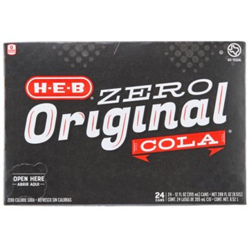H-E-B Zero Sugar Original Cola 24 pk Cans, 12 oz