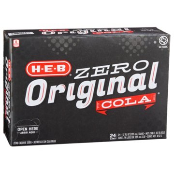 H-E-B Zero Sugar Original Cola 24 pk Cans, 12 oz