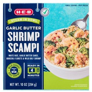 H-E-B Frozen Steam in Bowl - Garlic Butter Shrimp Scampi, 10 oz