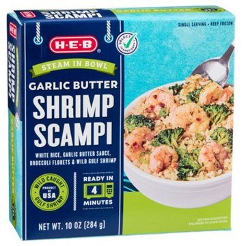 H-E-B Frozen Steam in Bowl - Garlic Butter Shrimp Scampi, 10 oz