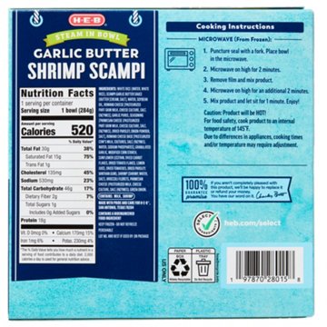 H-E-B Frozen Steam in Bowl - Garlic Butter Shrimp Scampi, 10 oz