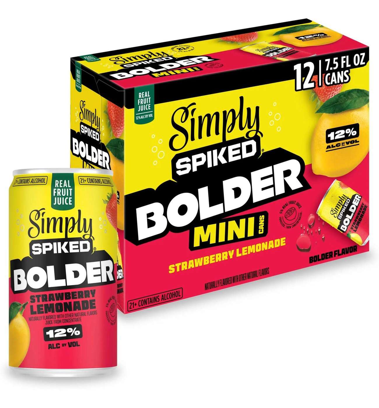 Simply Spiked Bolder 12 pk Cans - Strawberry Lemonade - Shop Malt ...