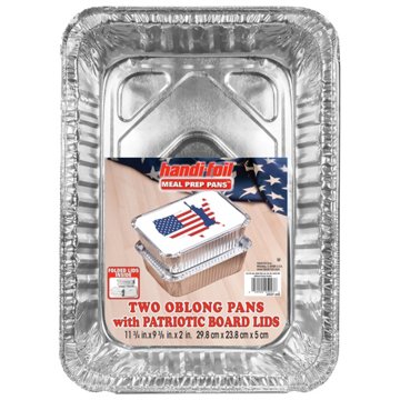 Handi-Foil Oblong Meal Prep Pans & Patriotic Board Lids, 2 pk