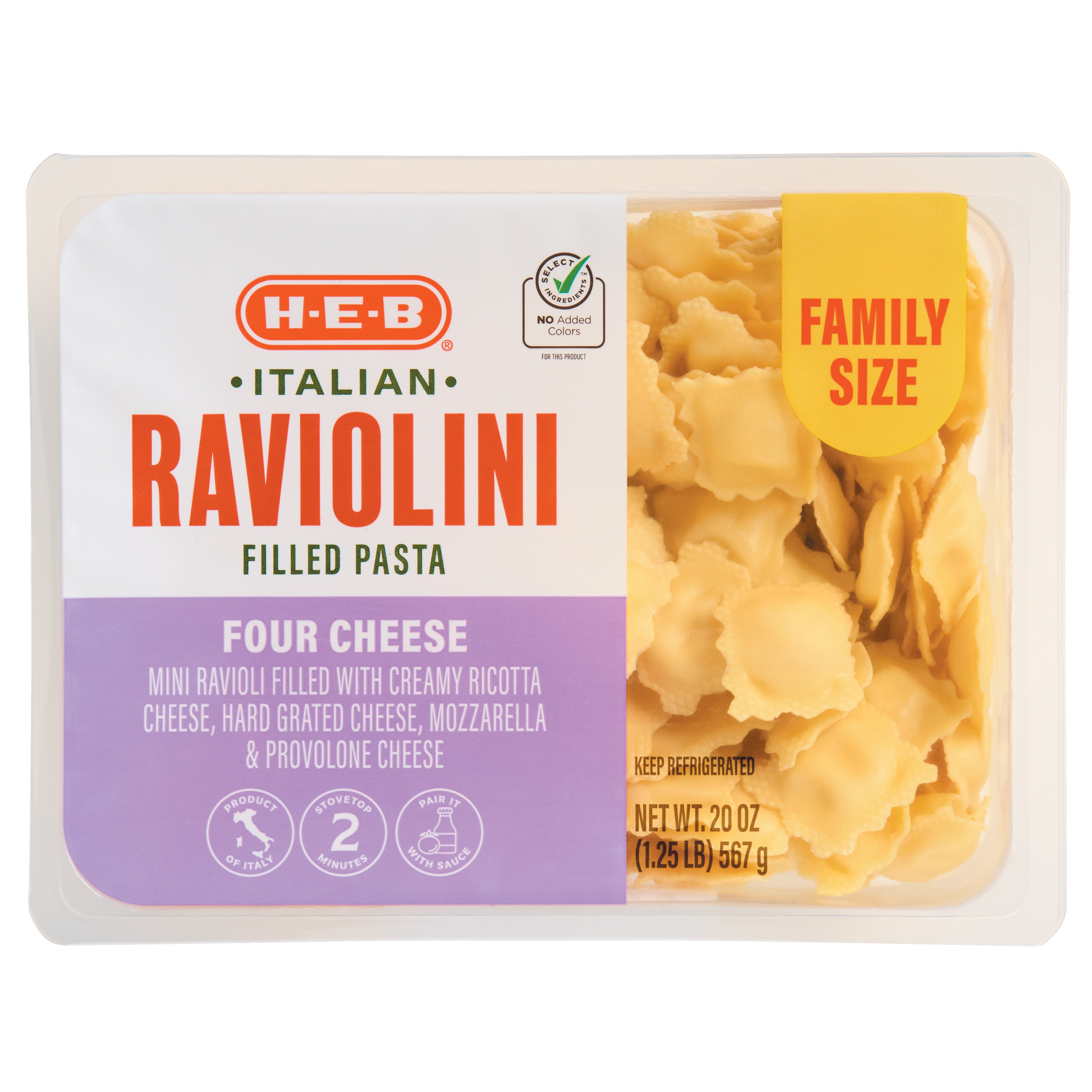 H-E-B Italian Raviolini Filled Pasta - Four Cheese - Shop Entrees ...