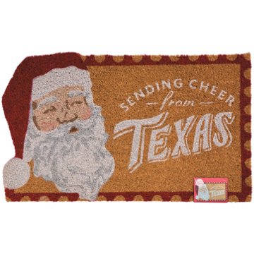Destination Holiday Sending Cheer from Texas Santa Stamp Coir Doormat, 18" x 30"