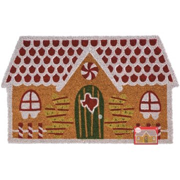 Destination Holiday Texas Gingerbread House Coir Doormat, 18" x 30"