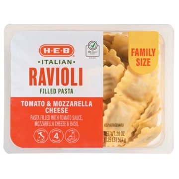 H-E-B Italian Ravioli Filled Pasta Family Size - Tomato & Mozzarella