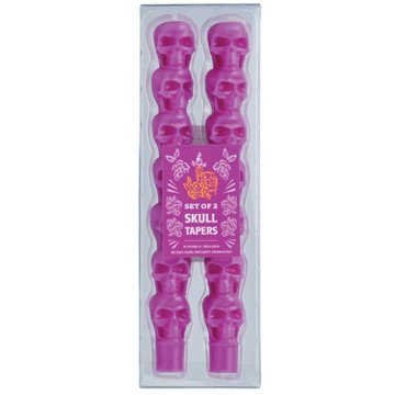 Destination Holiday Day of the Dead Purple Skull Taper Candles