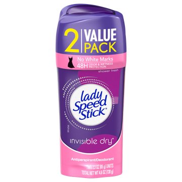 Lady Speed Stick Invisible Dry Solid Antiperspirant Deodorant - Shower Fresh, 2pk
