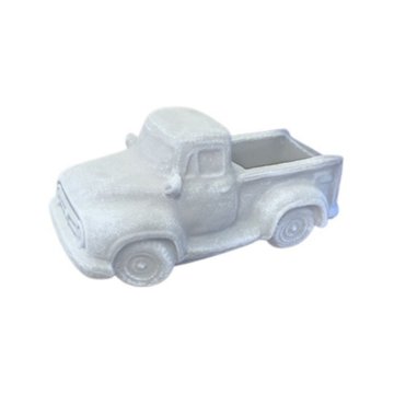 Blue Orange Pottery Vintage Truck Statue, 9.5" x 17.5" x 8.5"