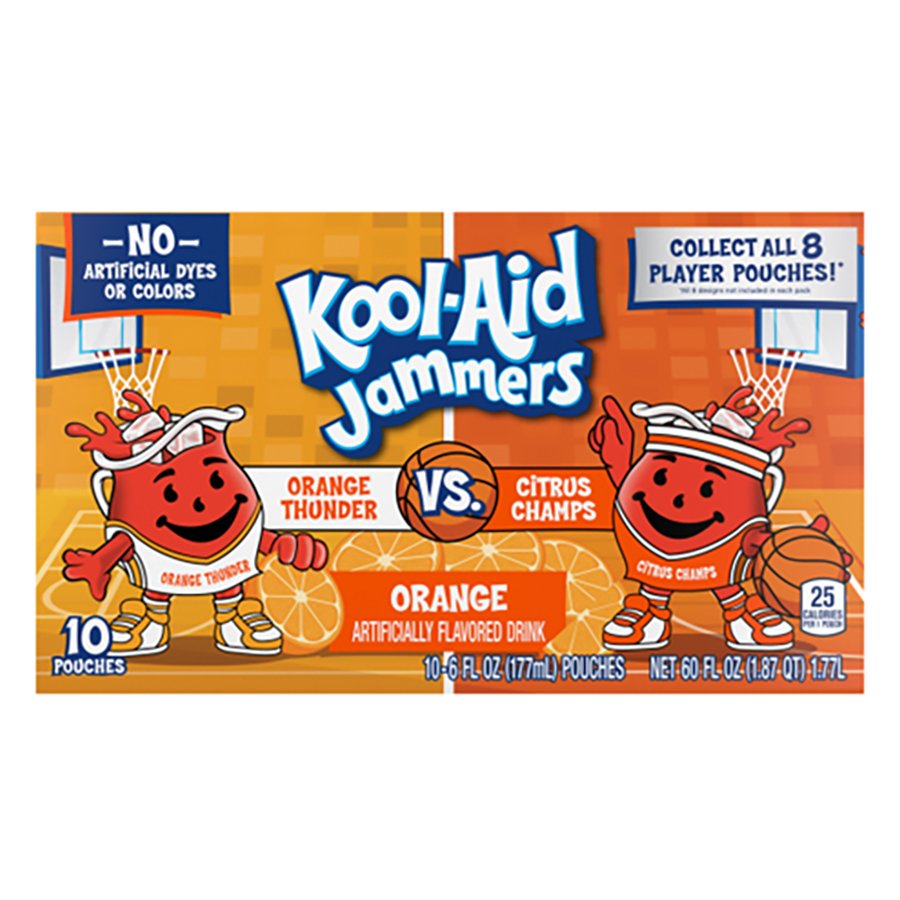 Kool-Aid Jammers Orange Thunder vs Citrus Champs Drink Pouches, 10 ct ...