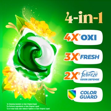Gain Plus Flings Liquid Washing Detergent Pacs - Original Scent