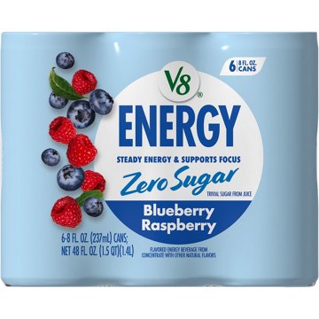 V8 Energy Zero Sugar Blueberry Raspberry 6 pk Cans