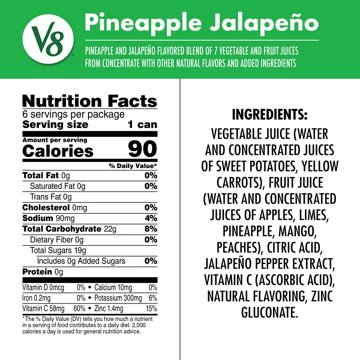 V8 Sweet & Spicy Pineapple Jalapeno Juice 6 pk Cans