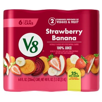V8 Strawberry Banana Juice 6 pk Cans