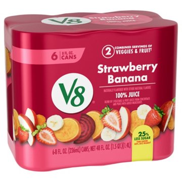 V8 Strawberry Banana Juice 6 pk Cans