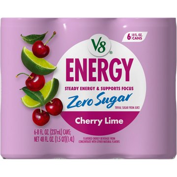 V8 Energy Zero Sugar Cherry Lime 6 pk Cans