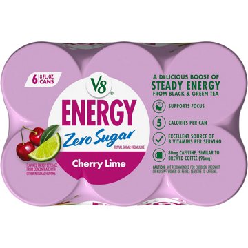 V8 Energy Zero Sugar Cherry Lime 6 pk Cans