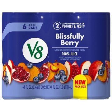 V8 Blissfully Berry Juice 6 pk Cans
