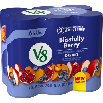 V8 Blissfully Berry Juice 6 pk Cans