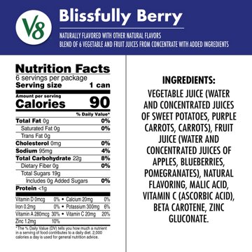 V8 Blissfully Berry Juice 6 pk Cans