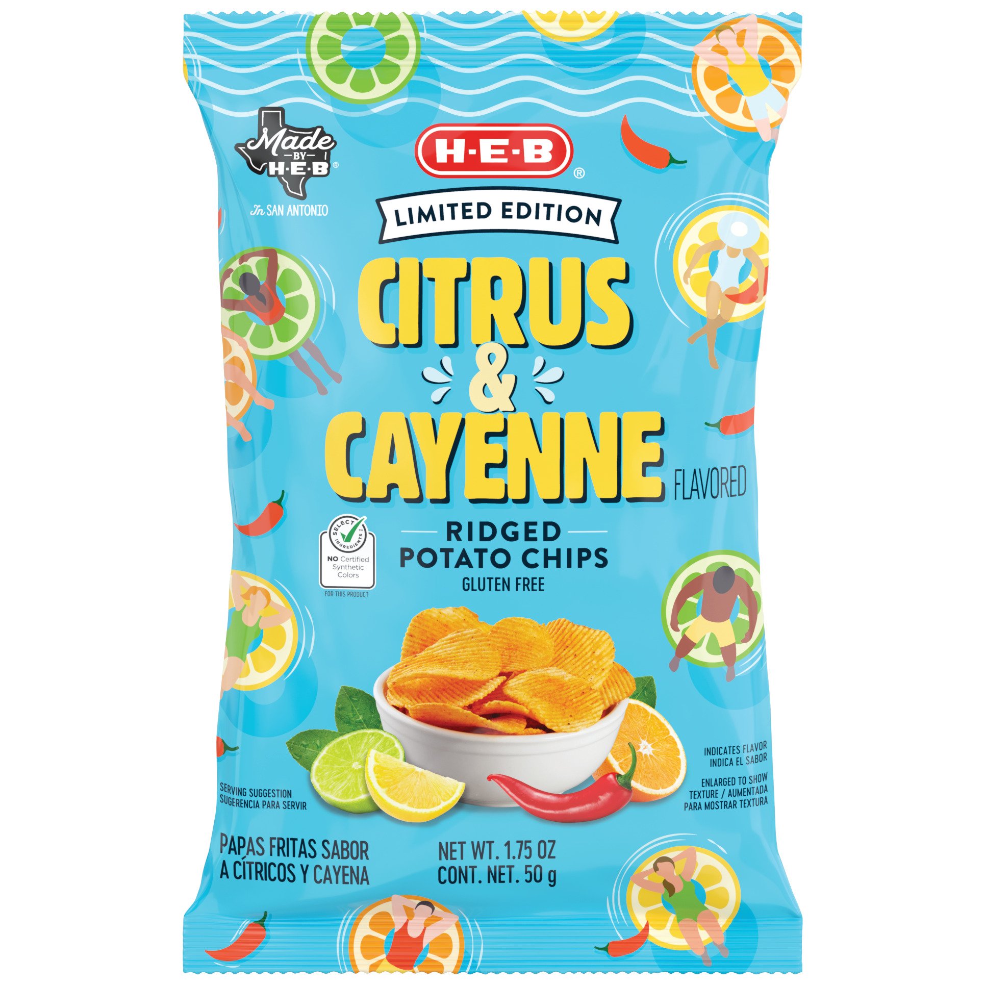 H-E-B Ridge Potato Chips - Citrus & Cayenne - Shop Chips at H-E-B