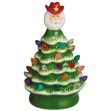 Destination Holiday Retro Battery Operated Light Up Mini Christmas Tree Table Decor, 5.25"