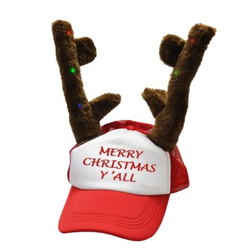 Destination Holiday Light Up Merry Christmas Y'all Reindeer Antlers Trucker Hat
