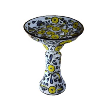 Blue Orange Pottery Elegant Bird Bath - Marigold, 19'' x 27''