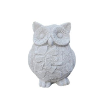 Blue Orange Pottery Rock Owl Statue, 13'' x 9'' x 9''