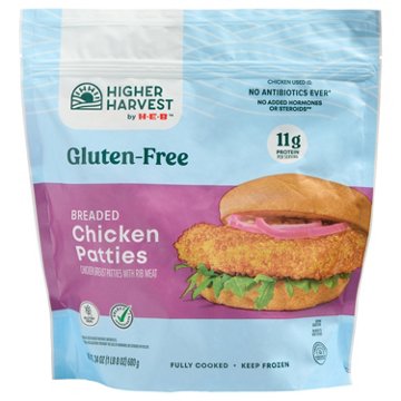 Higher Harvest by H-E-B Frozen Gluten Free Chicken Breast Patties