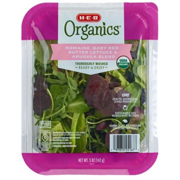 H-E-B Organics Fresh Romaine, Butter Lettuce & Arugula Blend, 5 oz