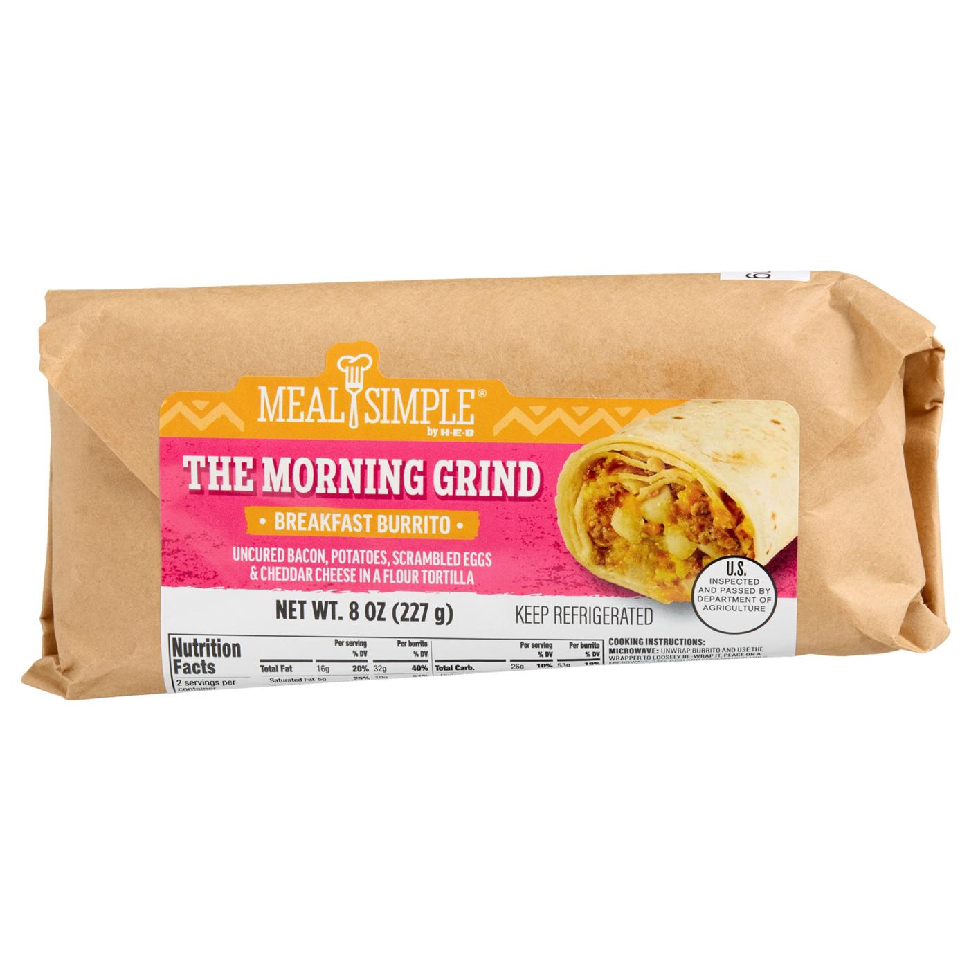 Meal Simple by H‑E‑B The Morning Grind Breakfast Burrito - Bacon, Egg & Cheese; image 1 of 4