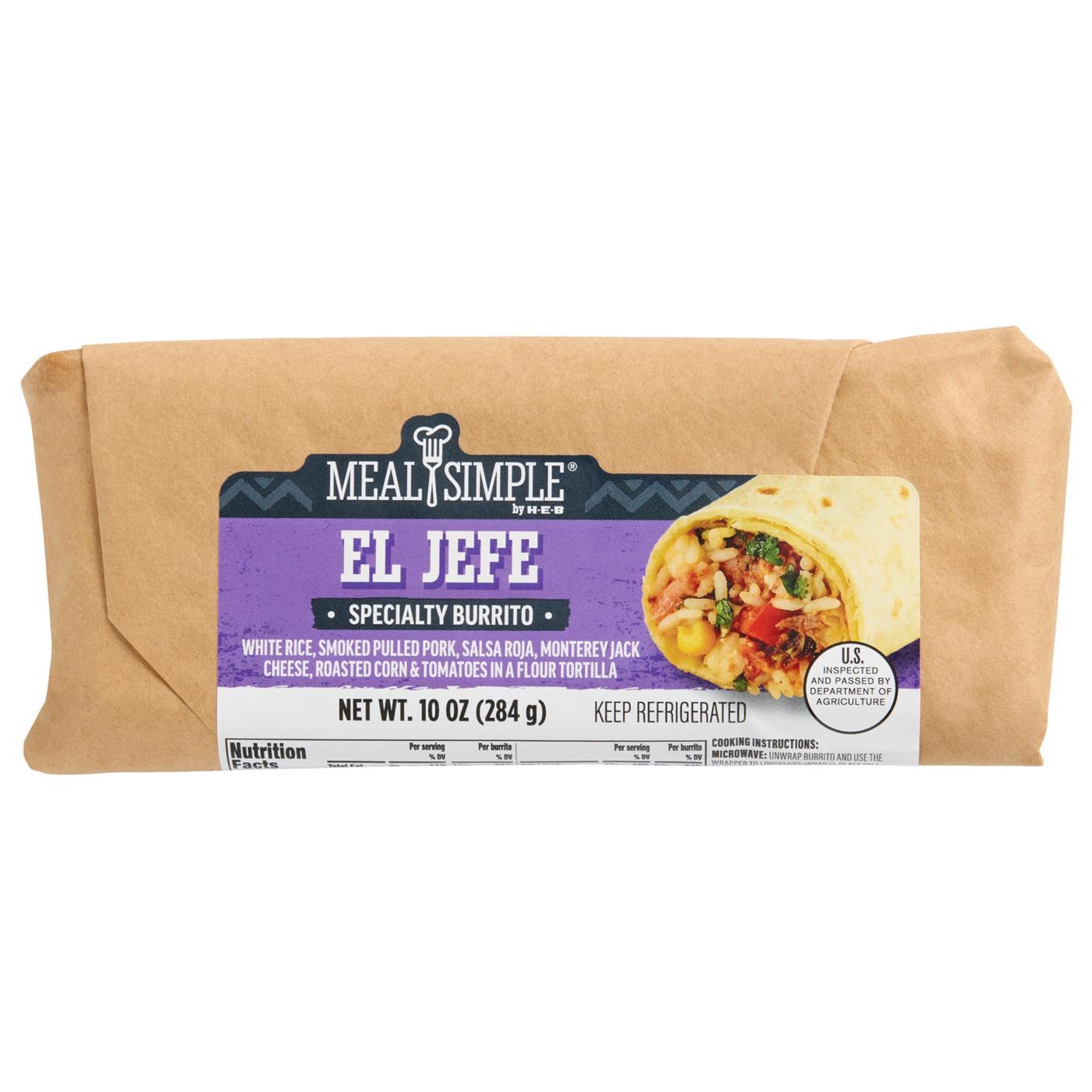 Meal Simple by H‑E‑B El Jefe Burrito - Smoked Pork; image 1 of 4