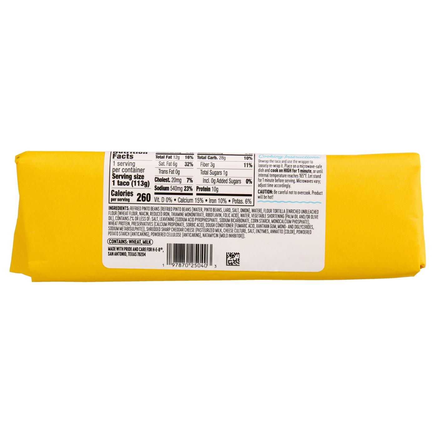 Hill Country Fare Bean & Cheese Breakfast Taco; image 2 of 3