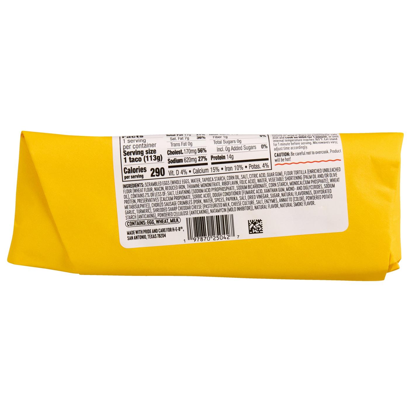 Hill Country Fare Chorizo, Egg & Cheese Breakfast Taco; image 2 of 3